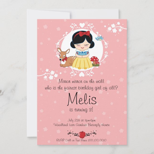 Poca invitación de la fiesta de la princesa (Anverso)
