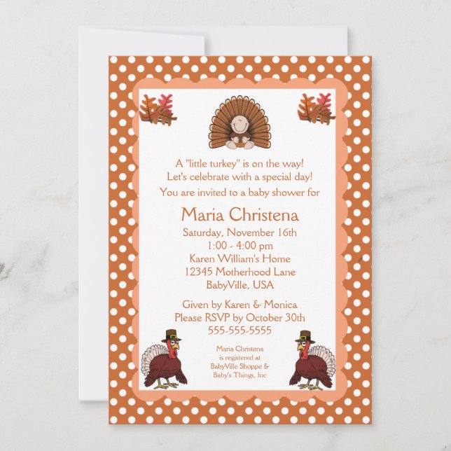 Poca invitación de Turquía Baby Shower (Anverso)