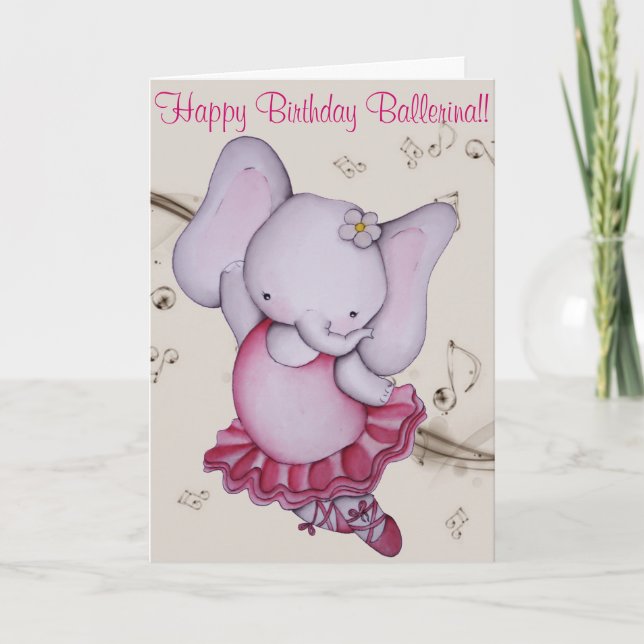 Poca tarjeta de cumpleaños del elefante de la (Anverso)