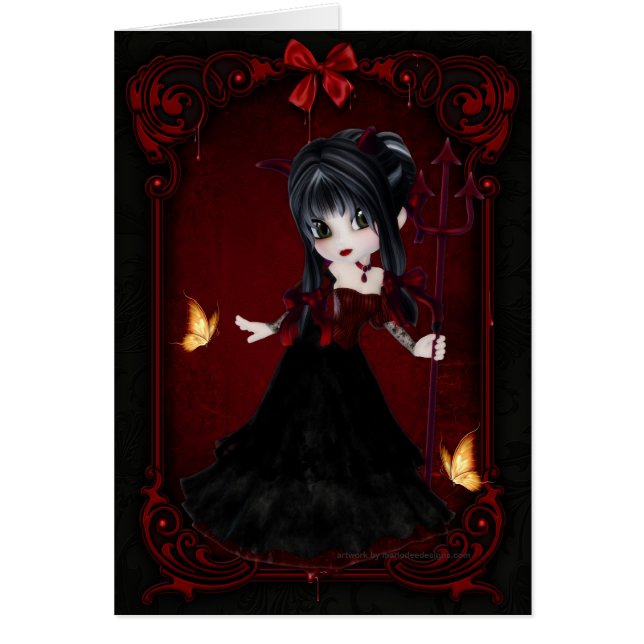 Poca tarjeta del diseño 1 del chica del diablo de (Frente)