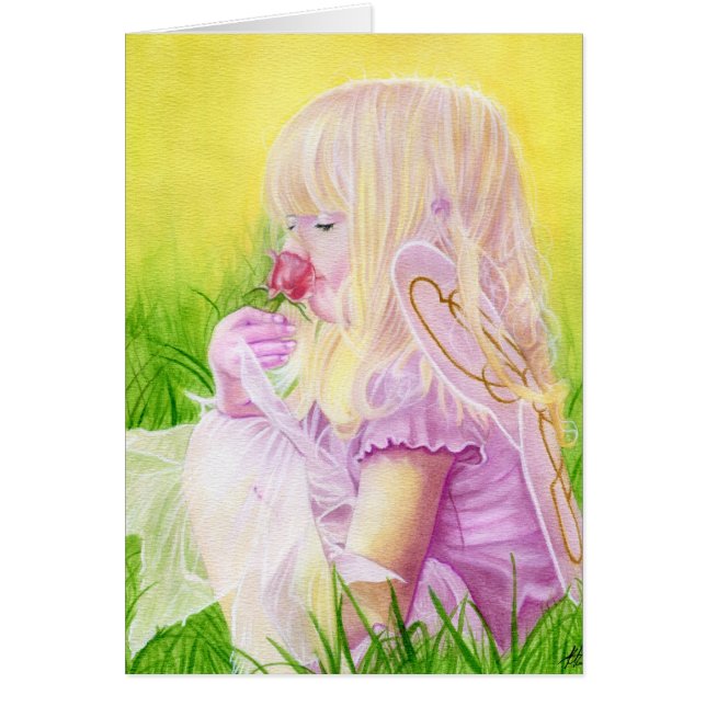 Poca tarjeta del rosa de hadas de la primavera (Frente)