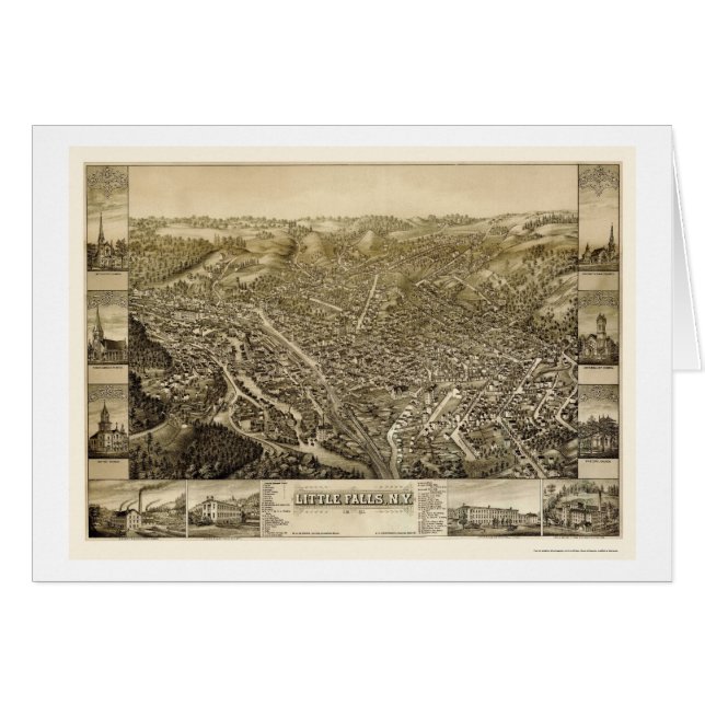 Pocas caídas, mapa panorámico de NY - 1881 (Anverso (Horizontal))