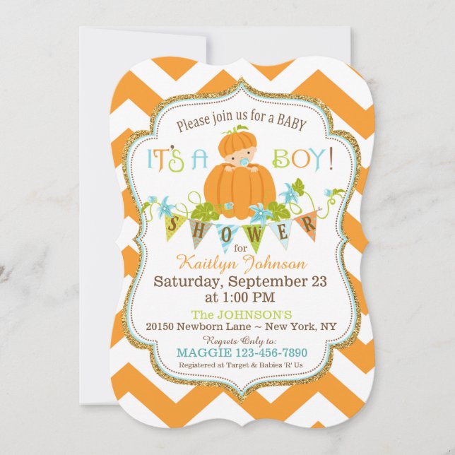 Pocas invitaciones de Baby Shower de la caída del (Anverso)