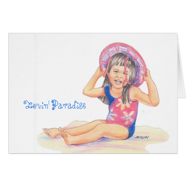 Poco chica hawaiano de la playa, paraíso de Lovin (Anverso (Horizontal))