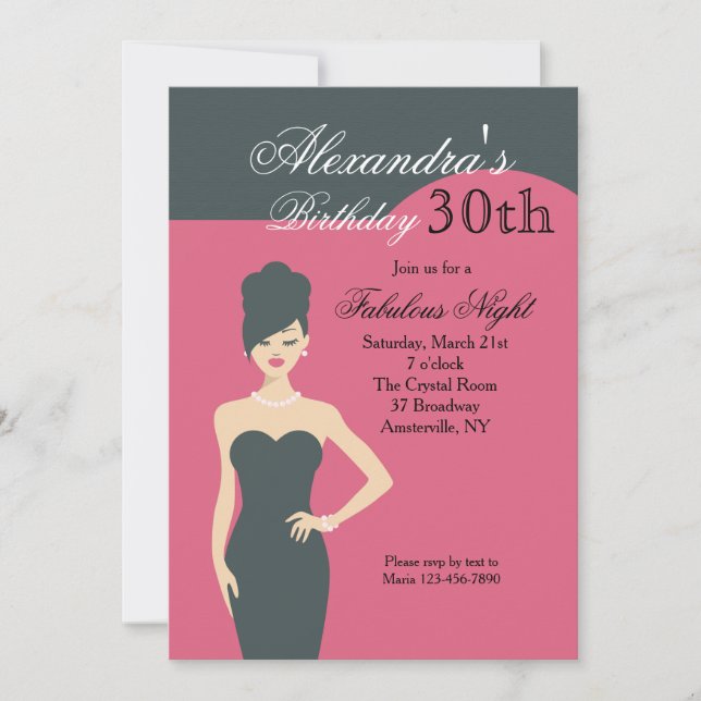 Poco invitación negra del vestido (Anverso)