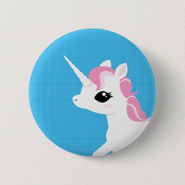 Poco unicornio con la insignia rosada del botón de (Anverso)