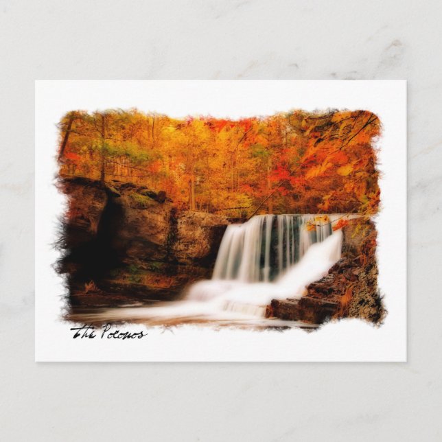 Pocono Waterfall de otoño postal (Anverso)