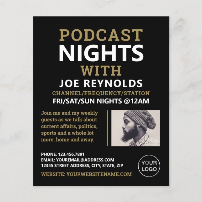 Podcaster moderno y elegante, publicidad en podcas (Frente)