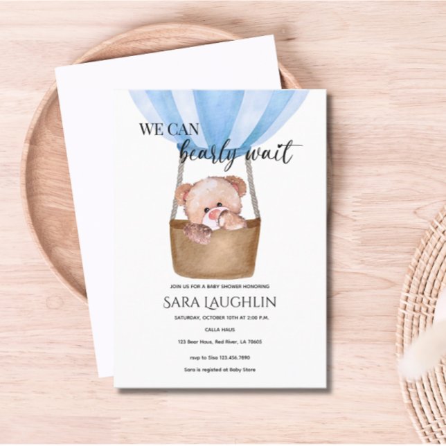 Podemos Esperar A Bebé Invitación Baby Shower (We Can Bearly Wait Baby Bear Baby Shower Invitation)