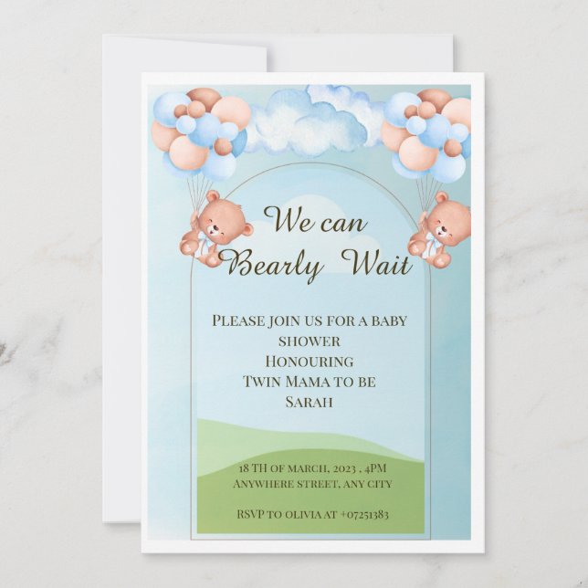 Podemos Esperar A La Invitación Twin Baby Shower - (Anverso)