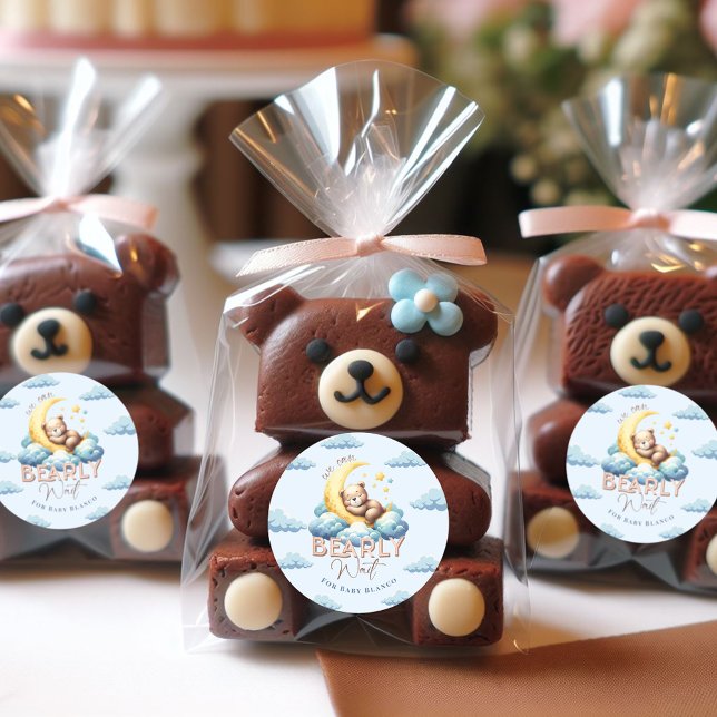 Podemos Esperar A Pegatina (We Can Bearly Wait Sticker for Baby Shower Favors and Thank You Cards)