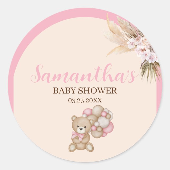 Podemos esperar a un Chica Pegatina Baby Shower (Anverso)