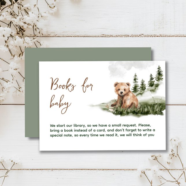 Podemos esperar con ansias la tarjeta de ducha de  (Cute watercolor forest bear baby shower, woodland theme, sage green, earthy colors, neutral )