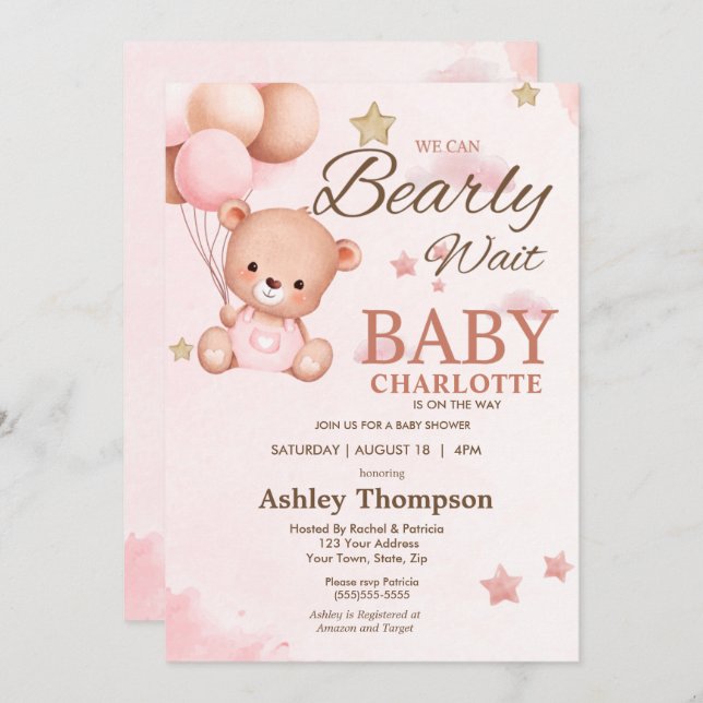 Podemos esperar la invitación de Baby Shower (Anverso / Reverso)