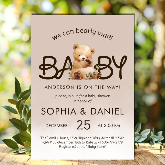 Podemos esperar la invitación de Baby Shower (We Can Bearly Wait Baby Shower Invitation)