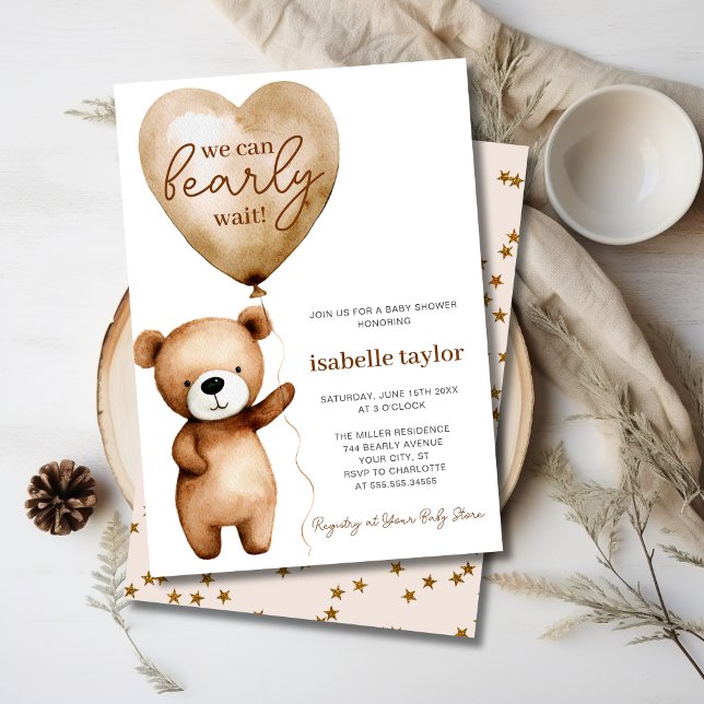 Podemos esperar la invitación de Baby Shower (We Can Bearly Wait Baby Shower Invitation)