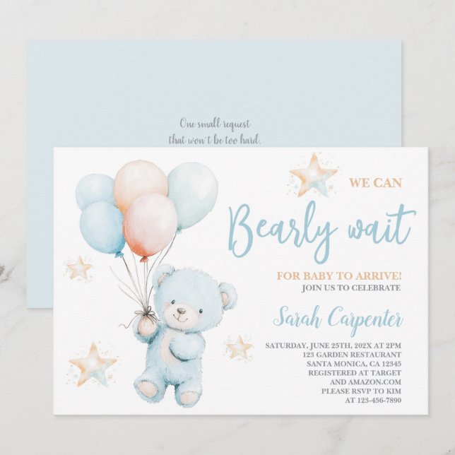 Podemos Esperar La Invitación De Baby Shower Boy (Anverso / Reverso)