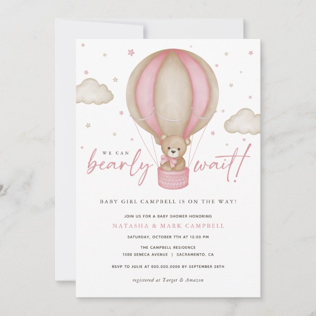 Podemos esperar la invitación de Baby Shower Chica (Anverso)
