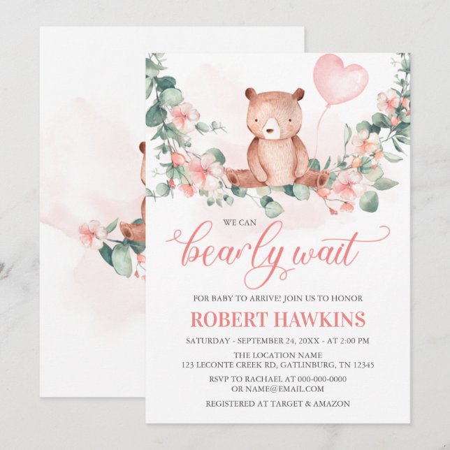 Podemos esperar la invitación de Baby Shower Chica (Anverso / Reverso)