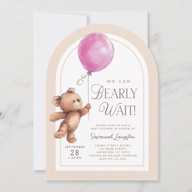 Podemos esperar la invitación de Baby Shower Chica (Anverso)