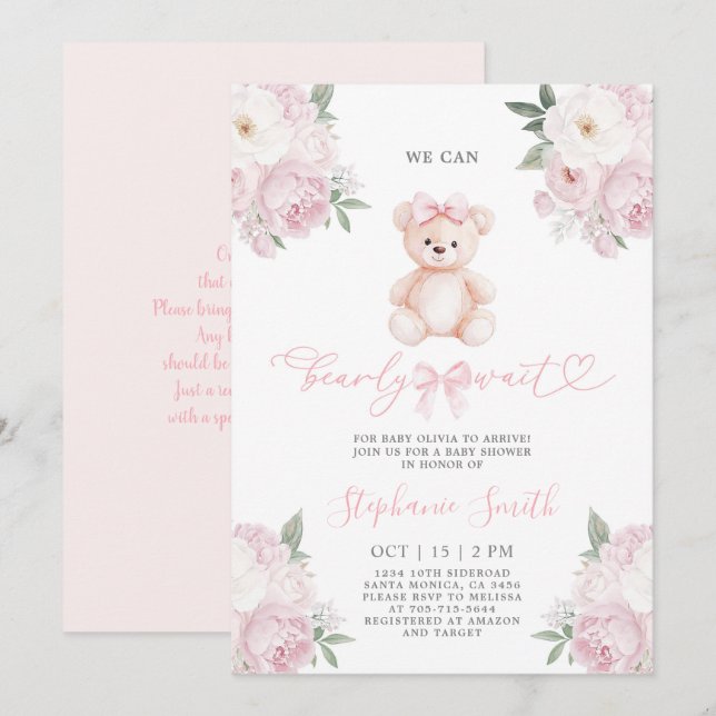 Podemos esperar la invitación del Chica de Baby Sh (Anverso / Reverso)