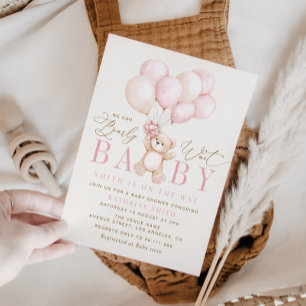 Podemos esperar la invitación rosa de Baby Shower