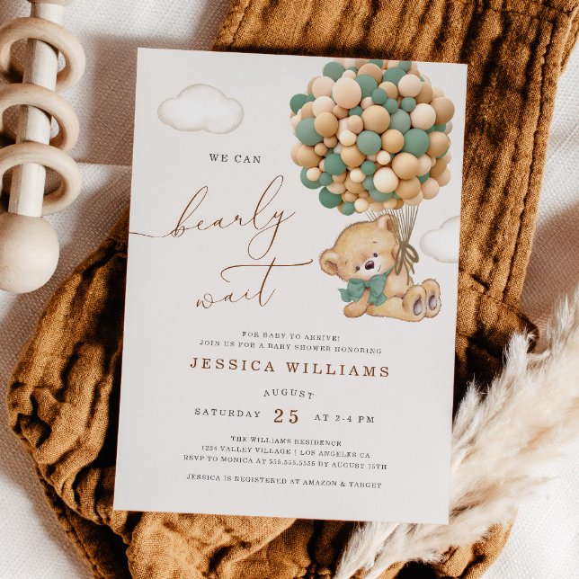 Podemos esperar la invitación verde de Baby Shower (Subido por el creador)