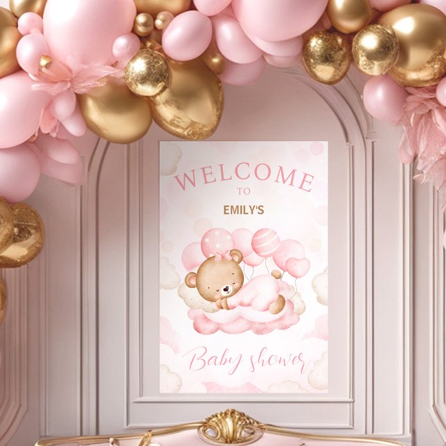 Podemos esperar temprano Chica Bebé ducha señal de (We Can Bearly Wait Girl Baby Shower Welcome Sign Poster)