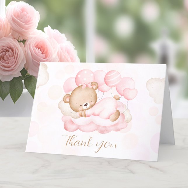 Podemos esperar temprano Chica ducha bebé, tarjeta (We Can Bearly Wait Girl Baby shower Thank You Card)