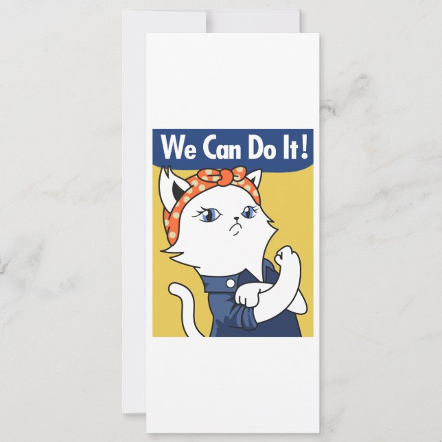 ¡Podemos Hacerlo! El gato blanco Rosie the Riveter (Anverso)