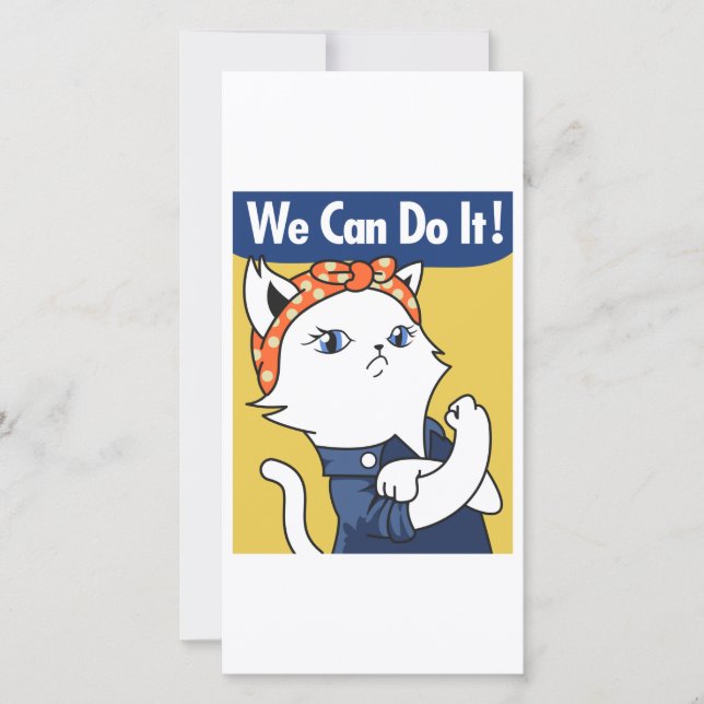 ¡Podemos Hacerlo! El gato blanco Rosie the Riveter (Anverso)