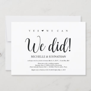 Podemos lo hicimos Invitaciones de boda Elopement
