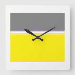 Poder del reloj de pared cuadrado amarillo y gris