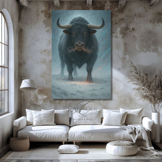 Poderoso toro en mágica imagen de arte paisajístic