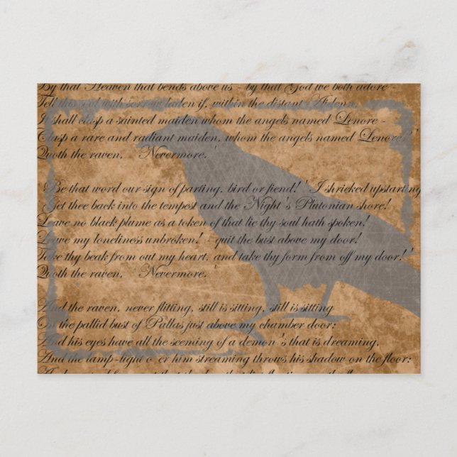 Poe Raven Gótico postal (Anverso)