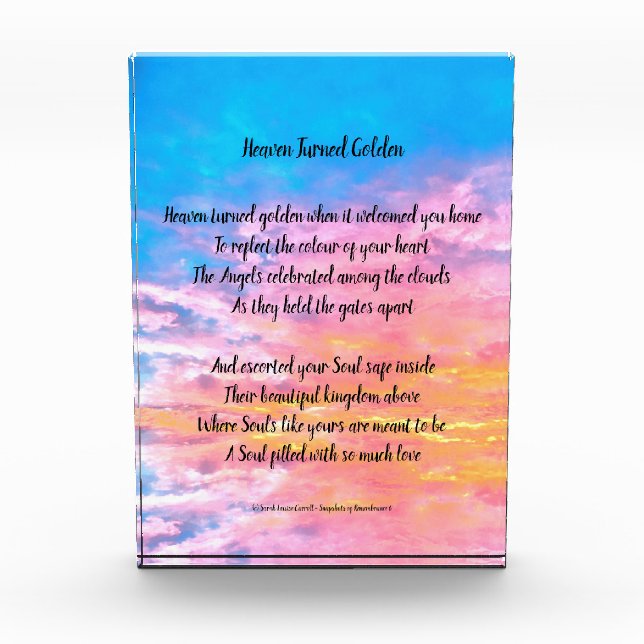 Poema conmemorativo del Bloque de Foto - el cielo  (Anverso)