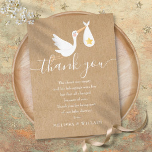 Poema de agradecimiento Baby Boy Shower Stork Rúst