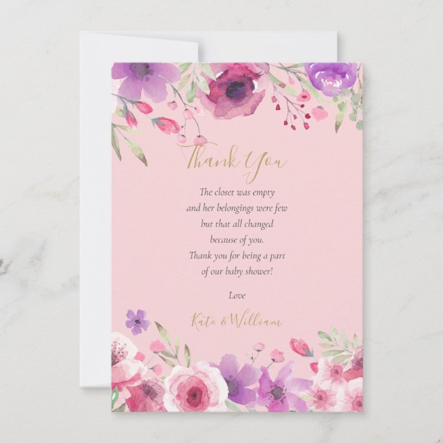 Poema de agradecimiento para baby shower de niña F (Anverso)