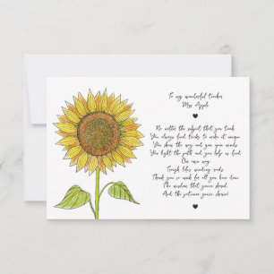 Poema de Agradecimiento para Maestro con Girasol y