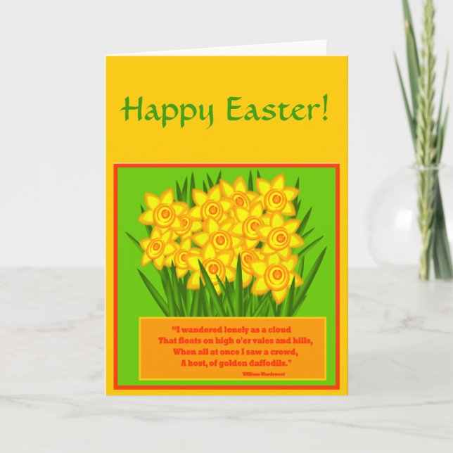 Poema de Daffodils, tarjeta de Pascua Feliz (Anverso)