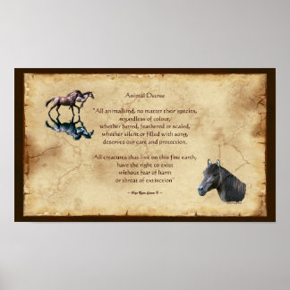 Poema de derechos animales y Poster de arte españo