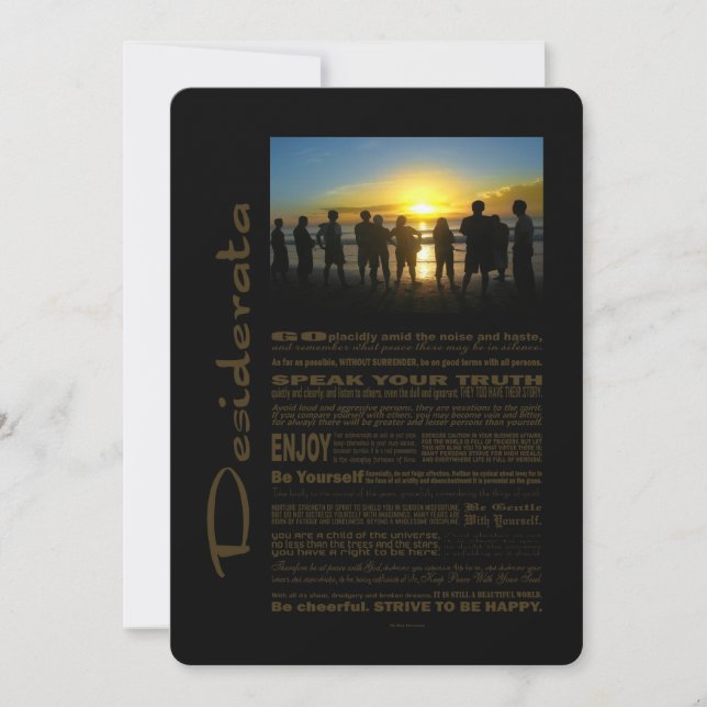 Poema de Desiderata Admirando El Amanecer (Anverso)