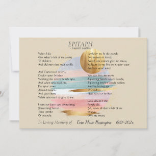 Poema de Epitaph II Tarjeta conmemorativa del pe