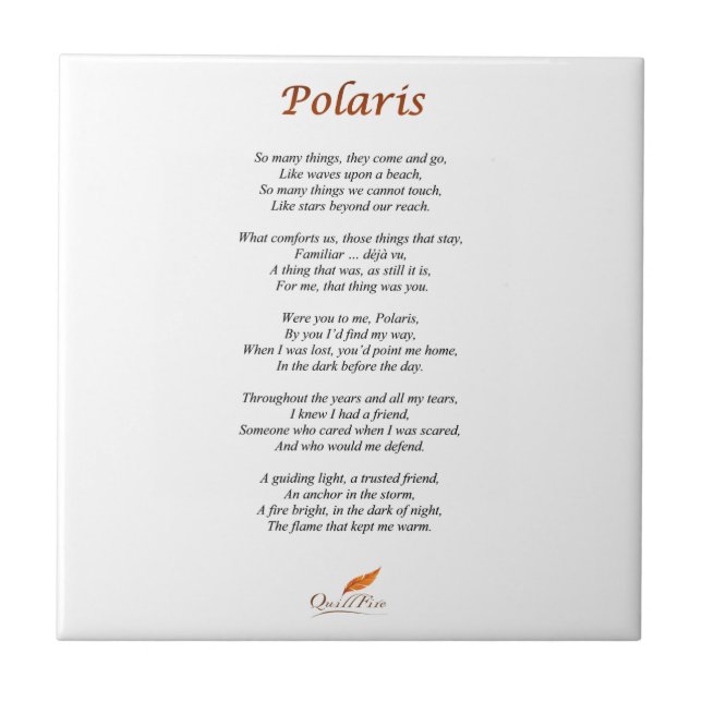 Poema de la estrella polar en la baldosa cerámica (Frente)
