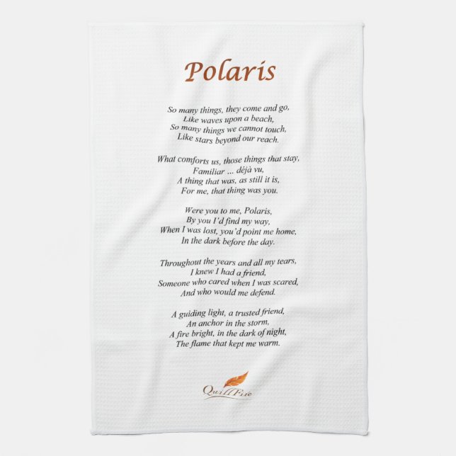 Poema de la estrella polar en la toalla de cocina (Vertical)