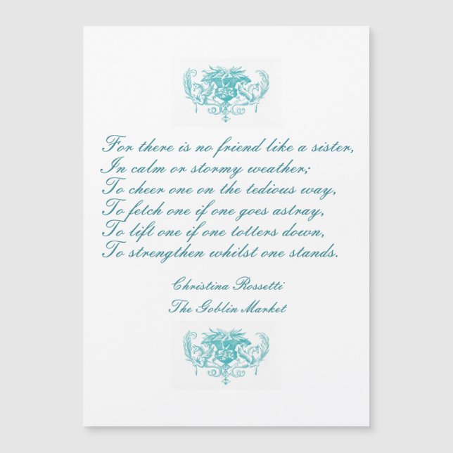 Poema de las hermanas de época de Rosetti en tinta (Anverso)