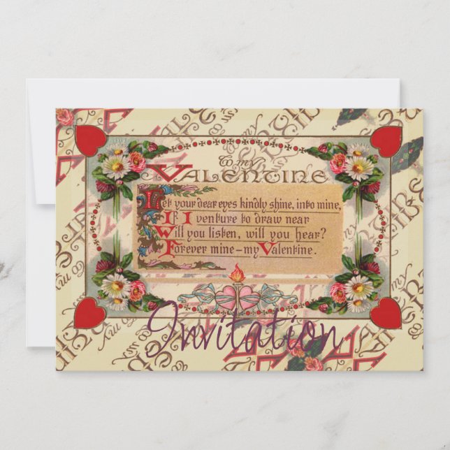 Poema de San Valentín con invitación a las flores (Anverso)