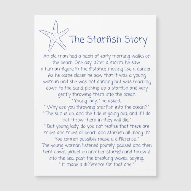 Poema de Starfish, la historia de Starfish, regalo (Anverso)