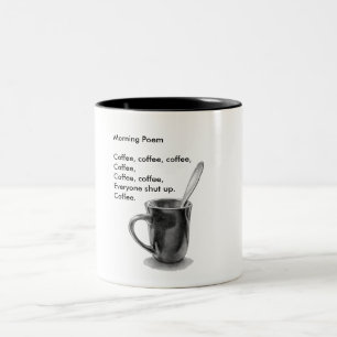 Poema del café, humor, café del amor, taza en