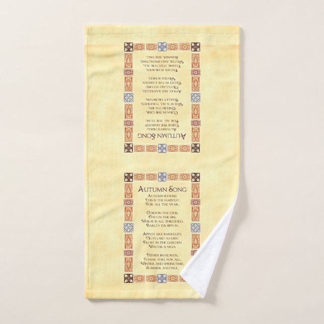 Poema del Día de Acción de Gracias de la Canción d (Toalla de mano)